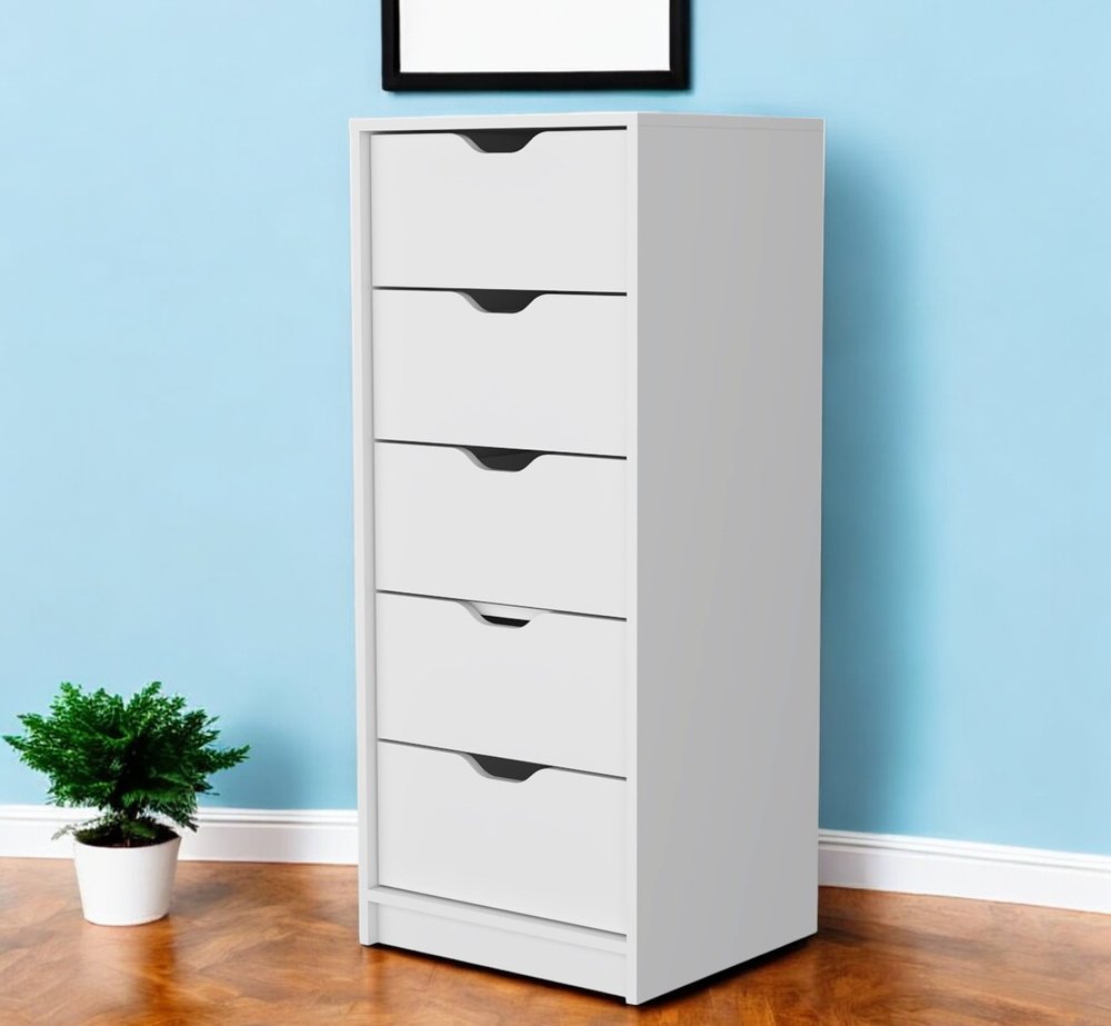 White Five Drawer Dresser - 18-inch