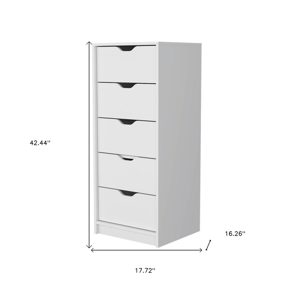 White Five Drawer Dresser - 18-inch