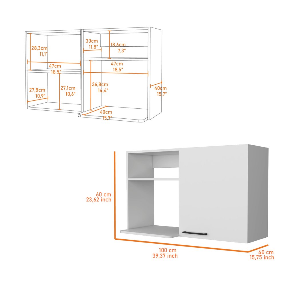 White Accent Cabinet with Two Shelves - 39-inch