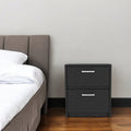 Black Wood Two Drawer Nightstand - 19-inch