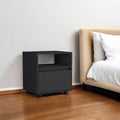 Black Wood One Drawer Nightstand with Integrated Tech - 21-inch