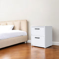 White Wood Two Drawer Nightstand with Integrated Tech - 19-inch