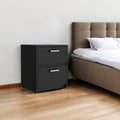 Black Wood Two Drawer Nightstand with Integrated Tech - 19-inch