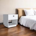 White Wood One Drawer Nightstand with Integrated Tech - 20-inch