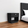 Black Wood One Drawer Nightstand with Integrated Tech - 20-inch