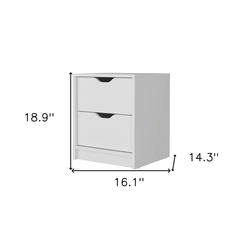 White Wood Two Drawer Nightstand with Integrated Tech - 19-inch