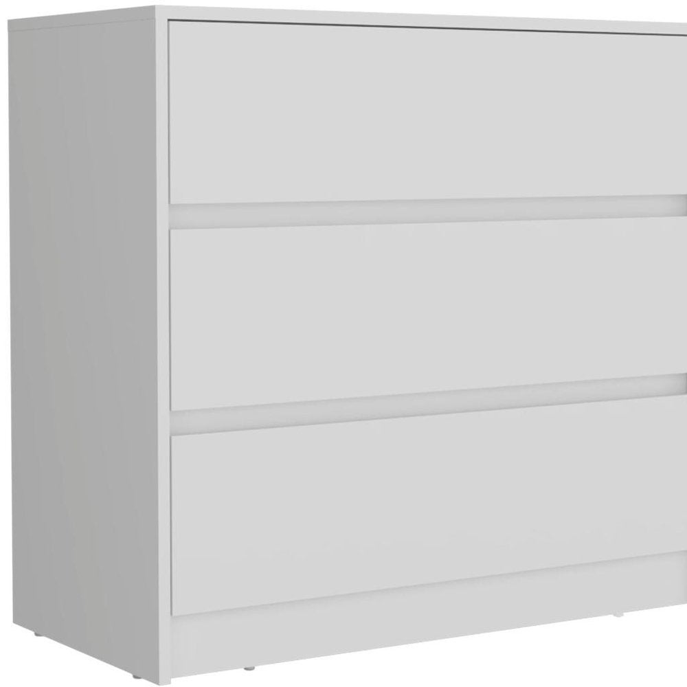 White Wood Three Drawer Dresser - 33-inch