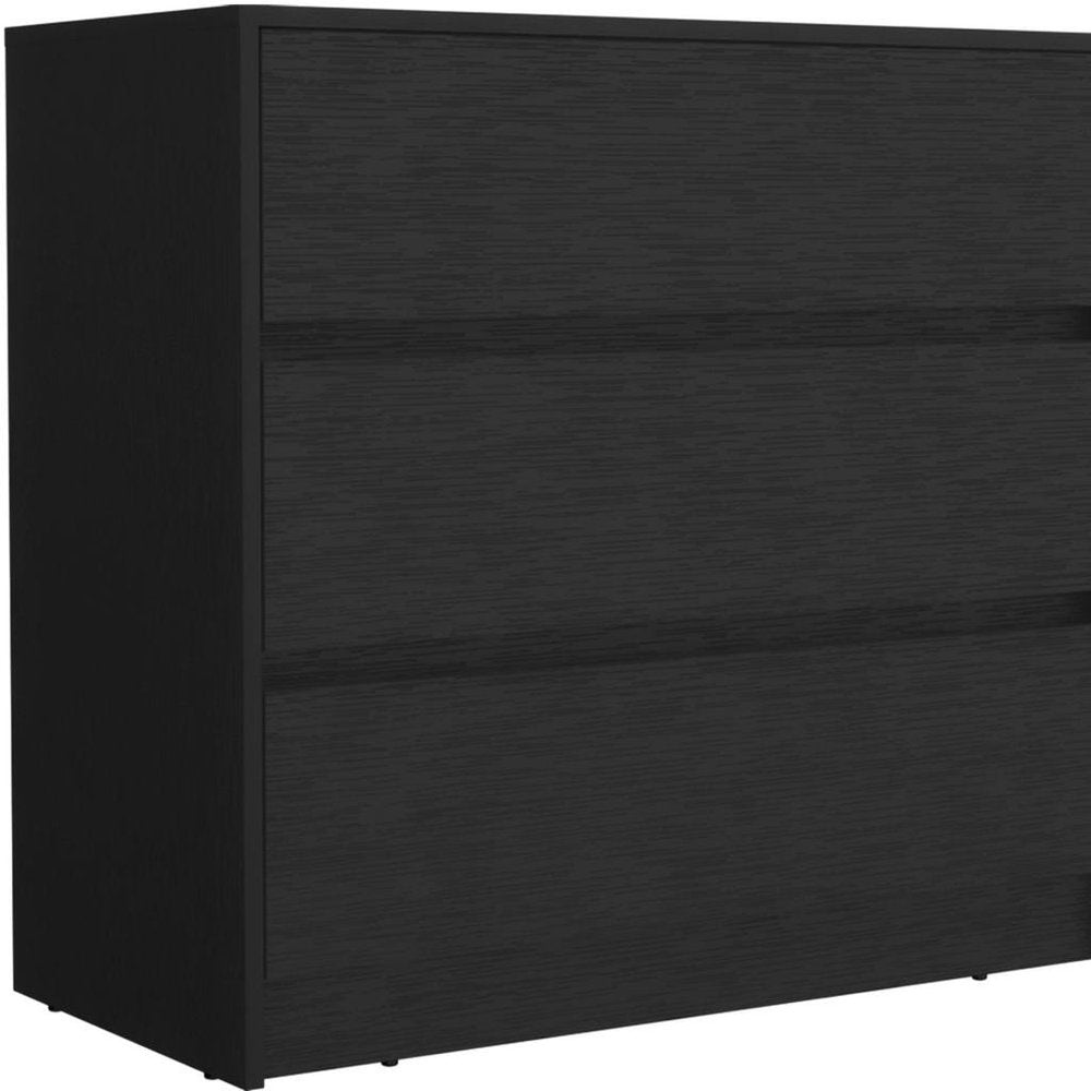 Black Wood Three Drawer Dresser - 33-inch