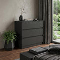 Black Wood Three Drawer Dresser - 33-inch