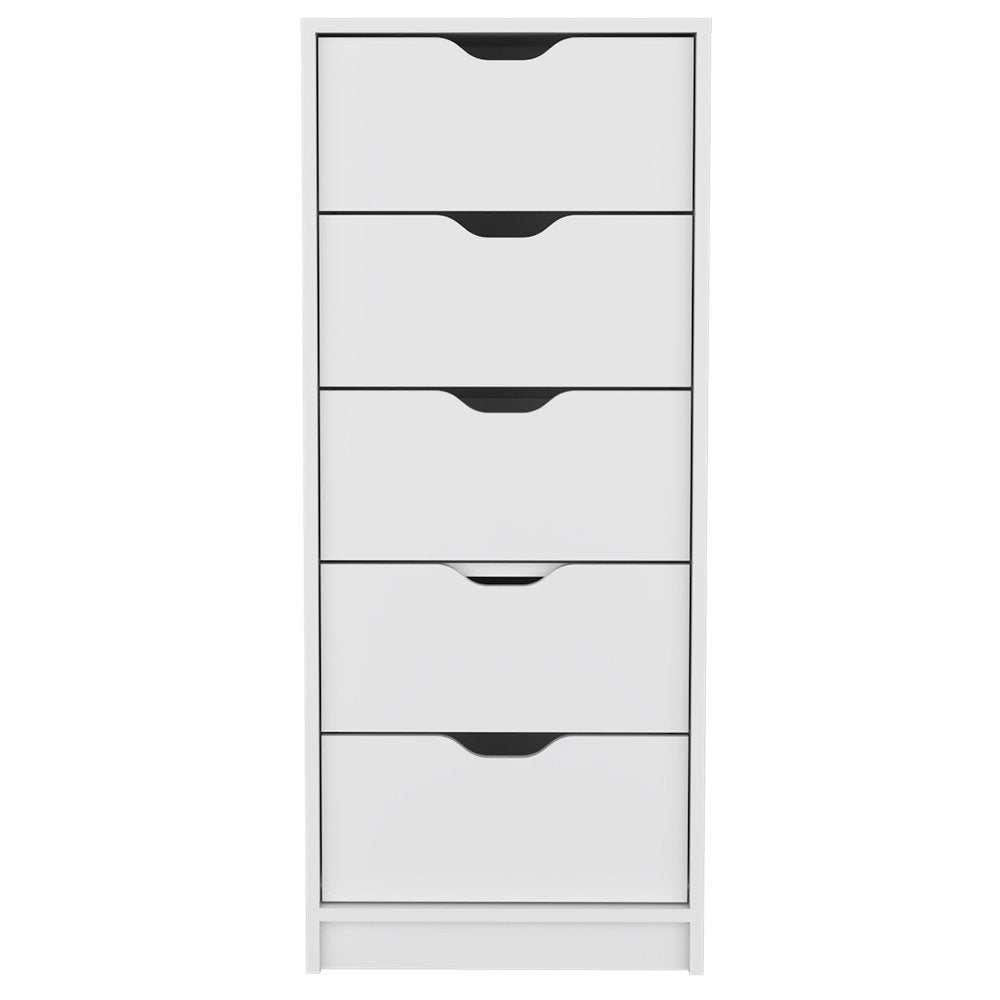 White Five Drawer Dresser - 18-inch