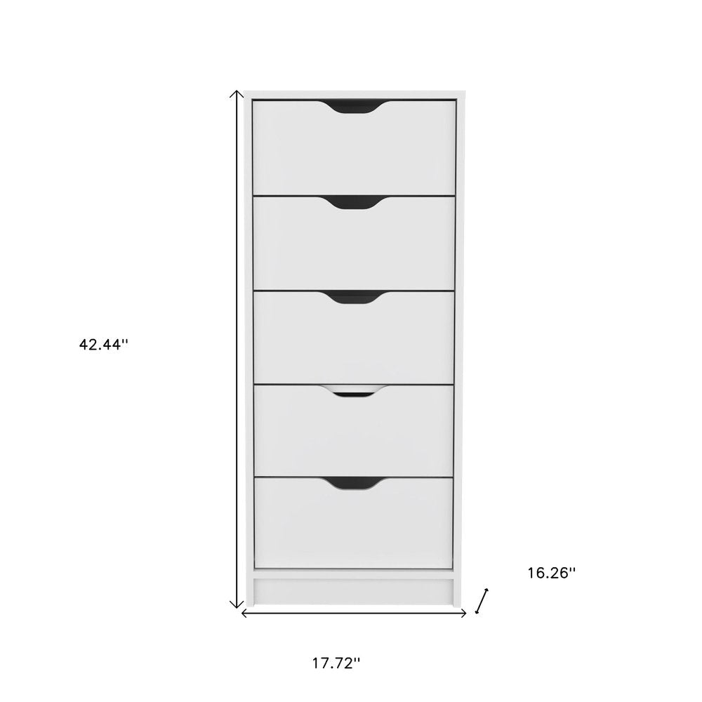 White Five Drawer Dresser - 18-inch