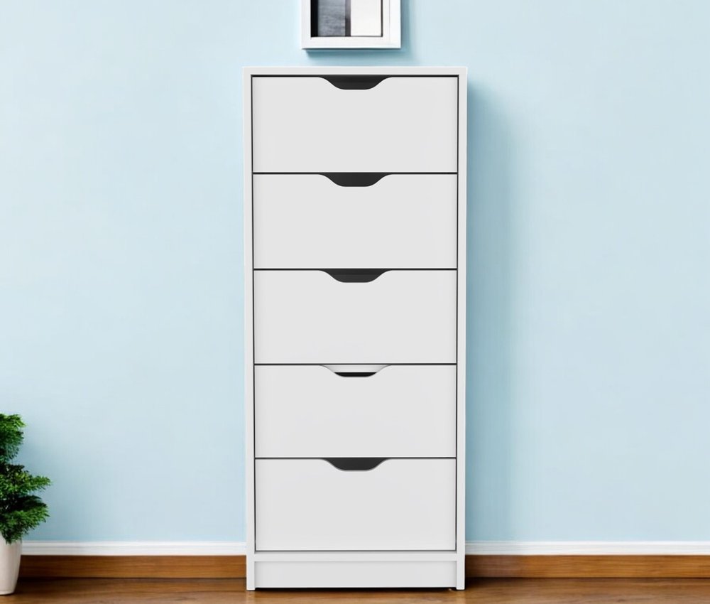 White Five Drawer Dresser - 18-inch
