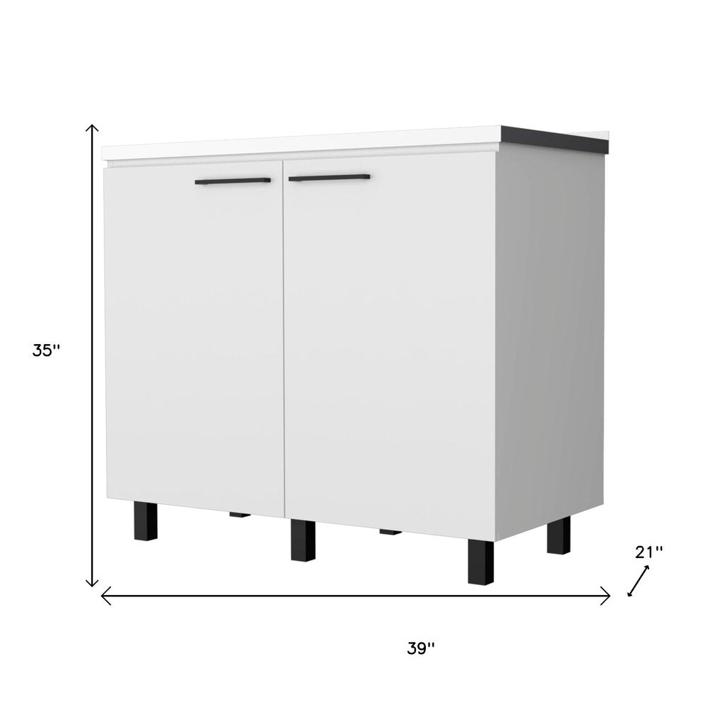 Black and Silver Accent Cabinet with One Shelf - 39-inch