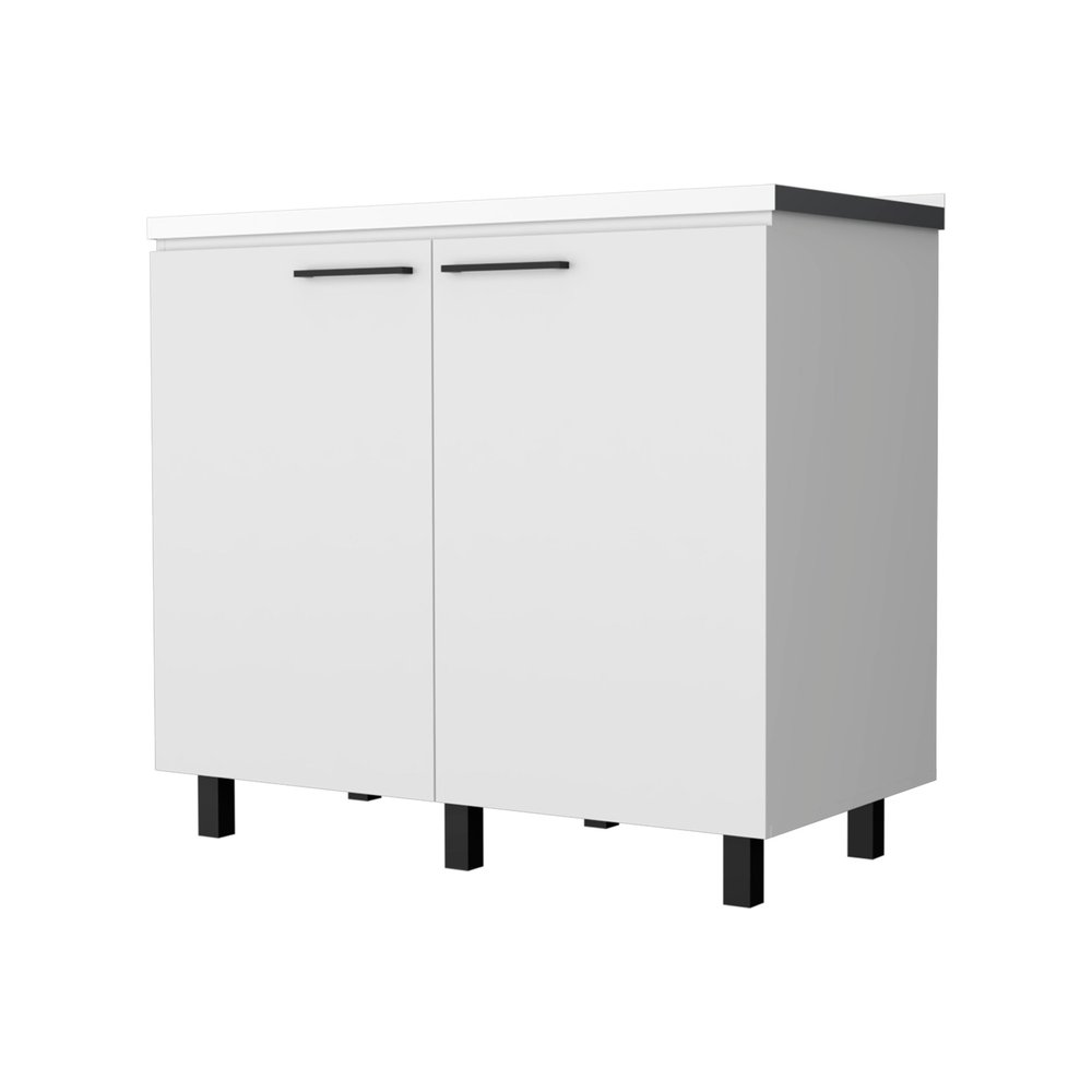 Black and Silver Accent Cabinet with One Shelf - 39-inch