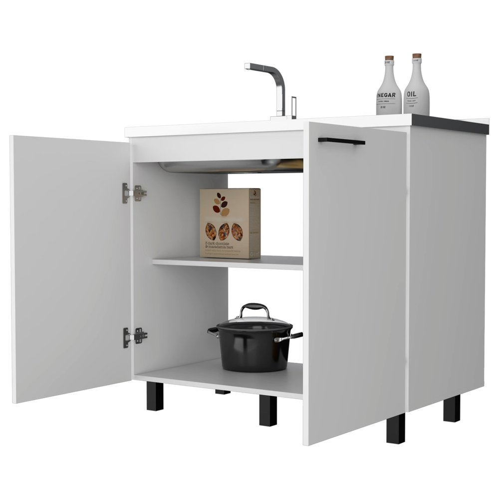 Black and Silver Accent Cabinet with One Shelf - 39-inch