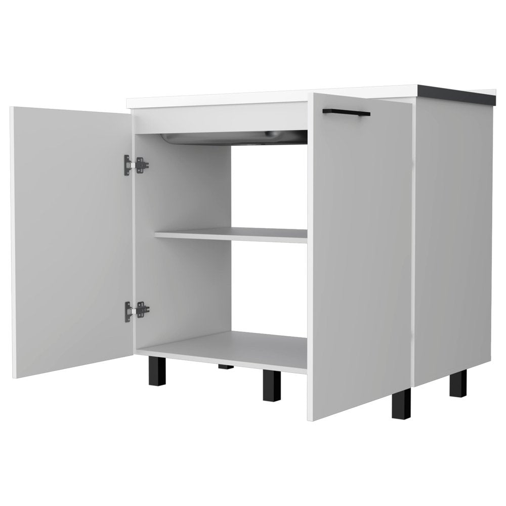 Black and Silver Accent Cabinet with One Shelf - 39-inch