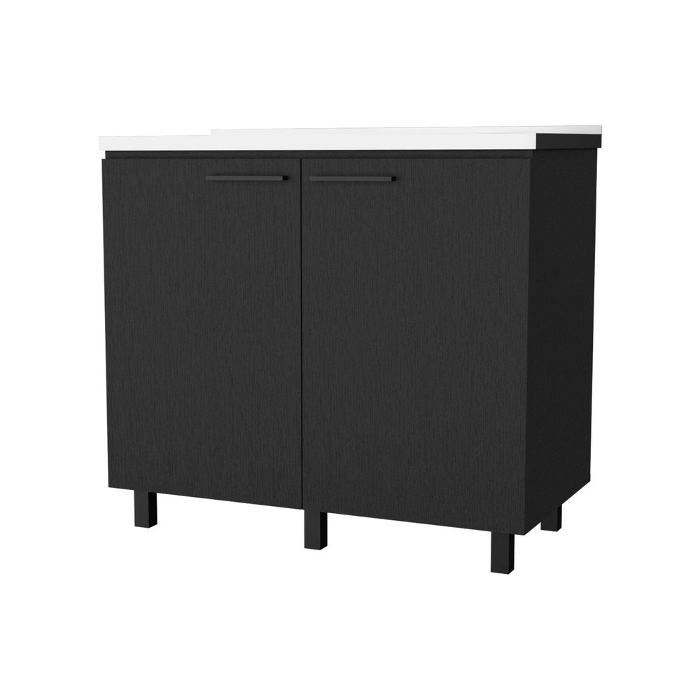 Black and Silver Accent Cabinet with One Shelf - 39-inch