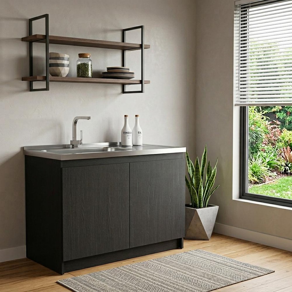 Black and Silver Accent Cabinet with One Shelf - 39-inch