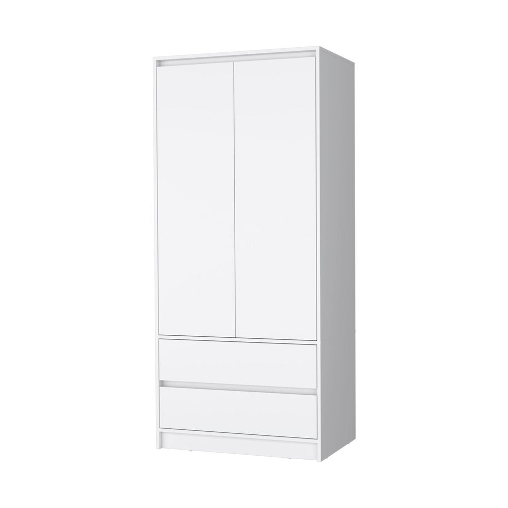 White Accent Cabinet Soft Close with Multiple Shelves and Two Drawers - 32-inch