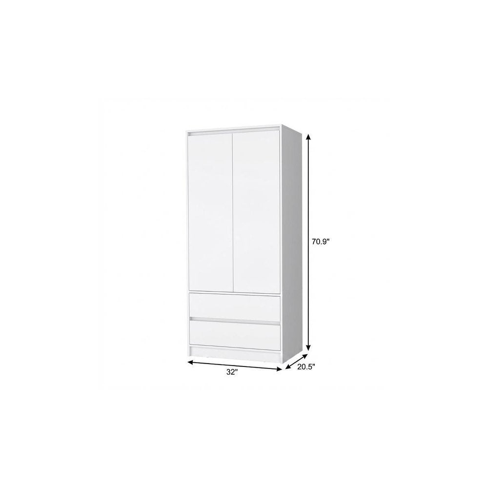 White Accent Cabinet Soft Close with Multiple Shelves and Two Drawers - 32-inch