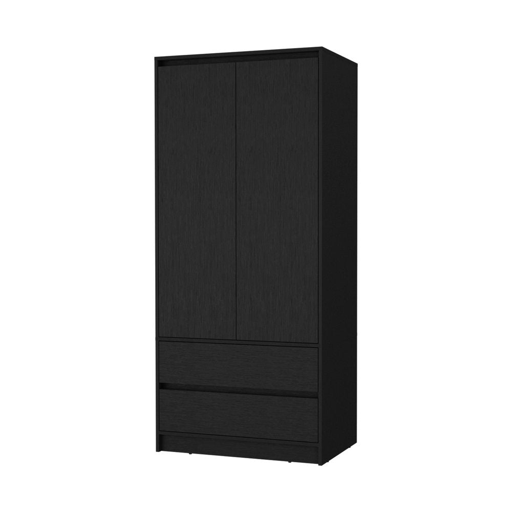 Black Accent Cabinet Soft Close with Multiple Shelves and Three Drawers