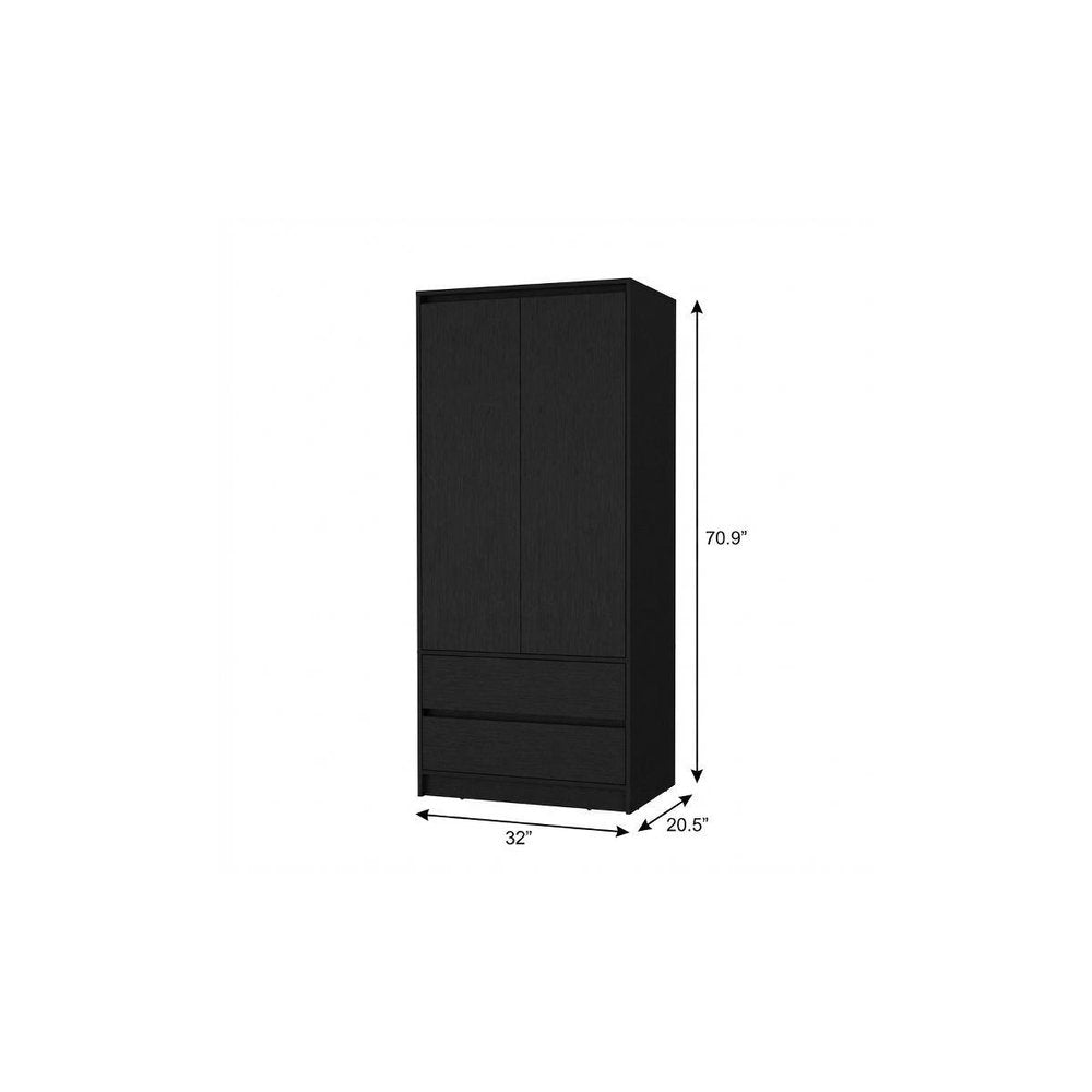 Black Accent Cabinet Soft Close with Multiple Shelves and Three Drawers
