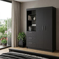 Black Accent Cabinet Soft Close with Three Shelves and One Drawer - 59-inch