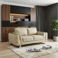 Beige and Gold Genuine Leather Loveseat - 72-inch