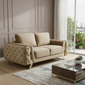 Beige and Gold Velvet Loveseat - 72-inch