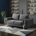 Dark Gray and Silver Velvet Loveseat - 72-inch