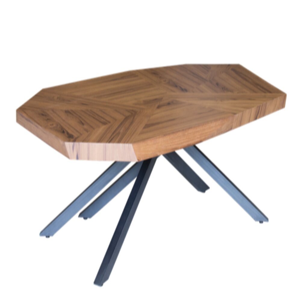 Brown and Black Wood and Iron Free Form Coffee Table - 42-inch