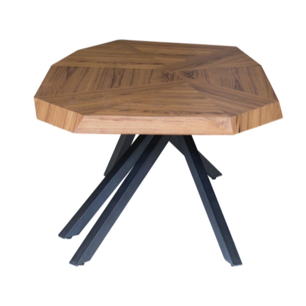 Brown and Black Wood and Iron Free Form Coffee Table - 42-inch