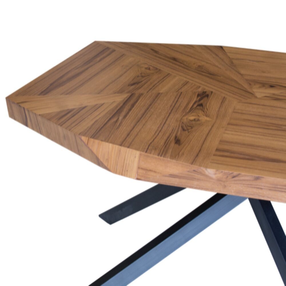 Brown and Black Wood and Iron Free Form Coffee Table - 42-inch