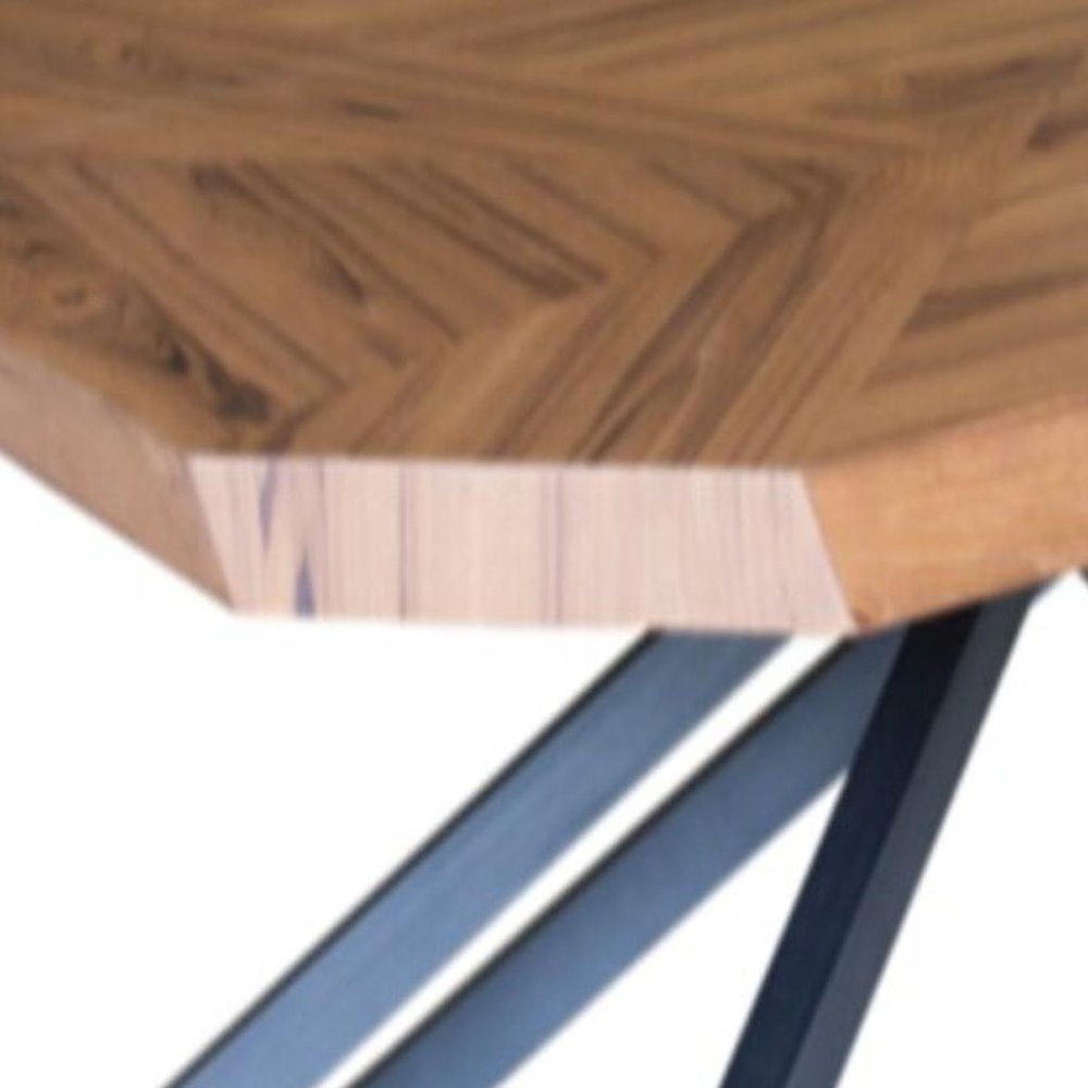 Brown and Black Wood and Iron Free Form Coffee Table - 42-inch