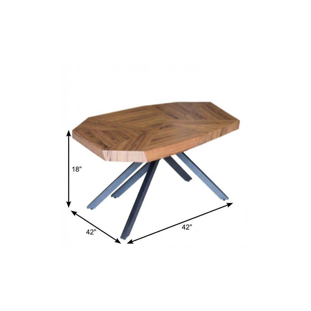 Brown and Black Wood and Iron Free Form Coffee Table - 42-inch