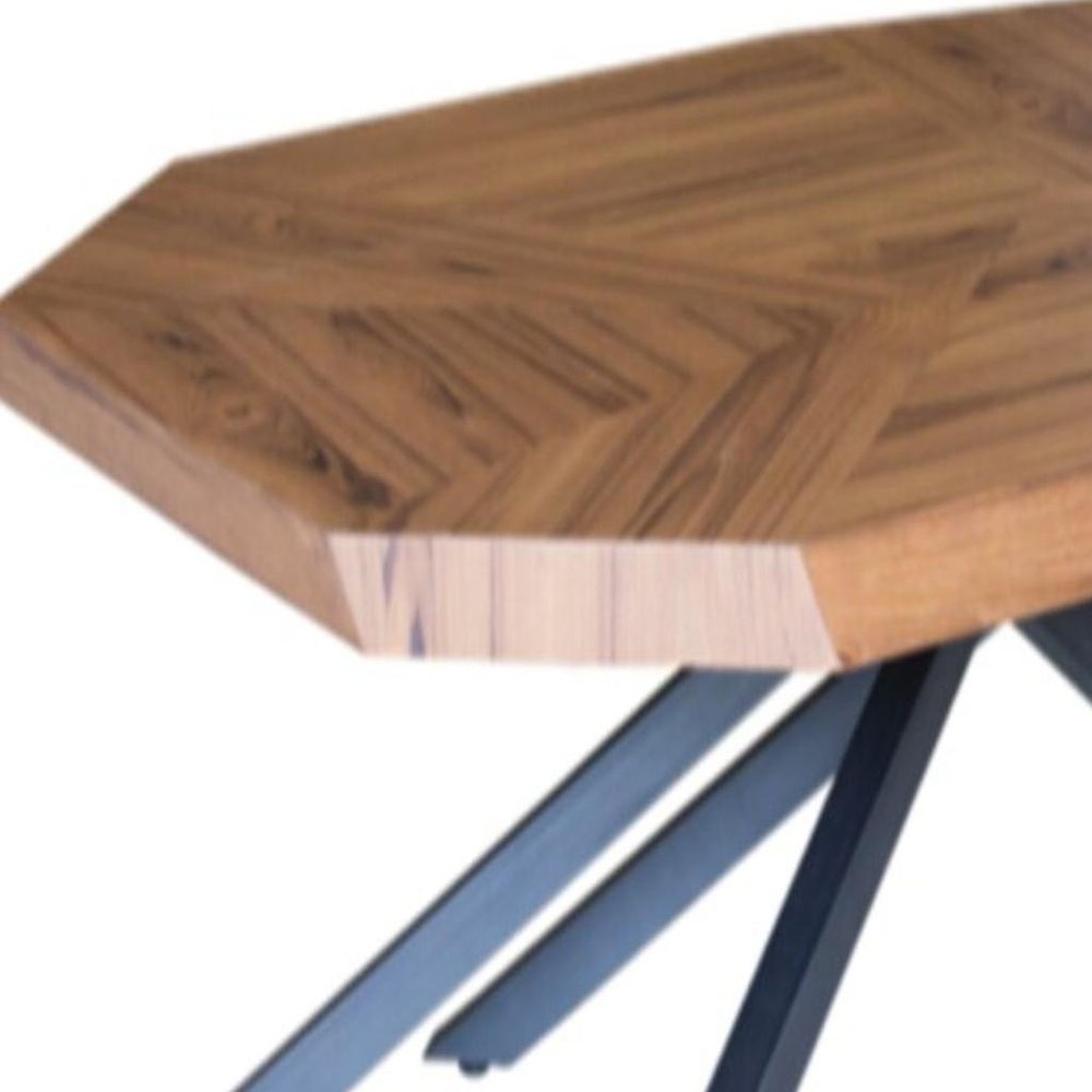 Brown and Black Wood and Iron Free Form Coffee Table - 42-inch