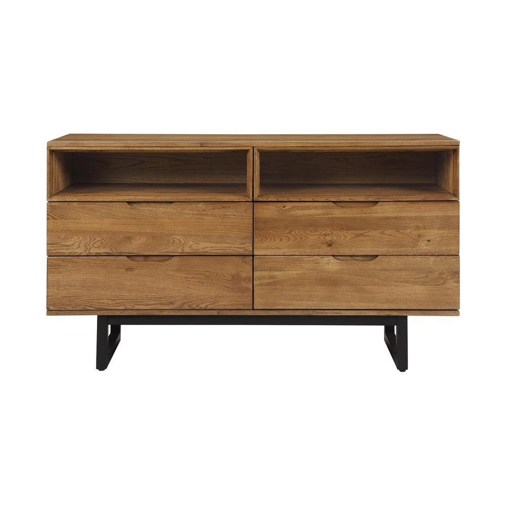 Brown Solid Wood Four Drawer Double Dresser - 59-inch