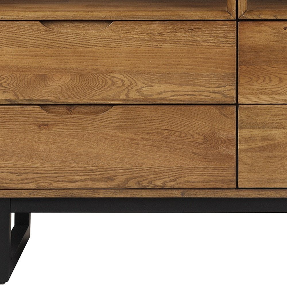 Brown Solid Wood Four Drawer Double Dresser - 59-inch
