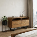 Brown Solid Wood Four Drawer Double Dresser - 59-inch