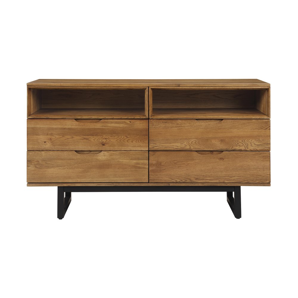 Brown Solid Wood Four Drawer Double Dresser - 59-inch