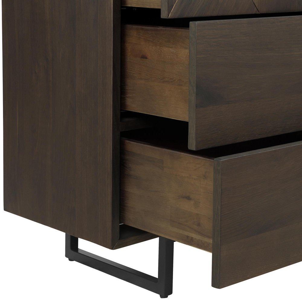Dark Brown Solid Wood Six Drawer Double Dresser - 60-inch