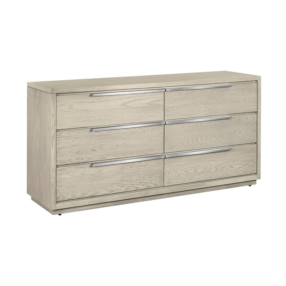 Gray Solid Wood Six Drawer Double Dresser - 63-inch