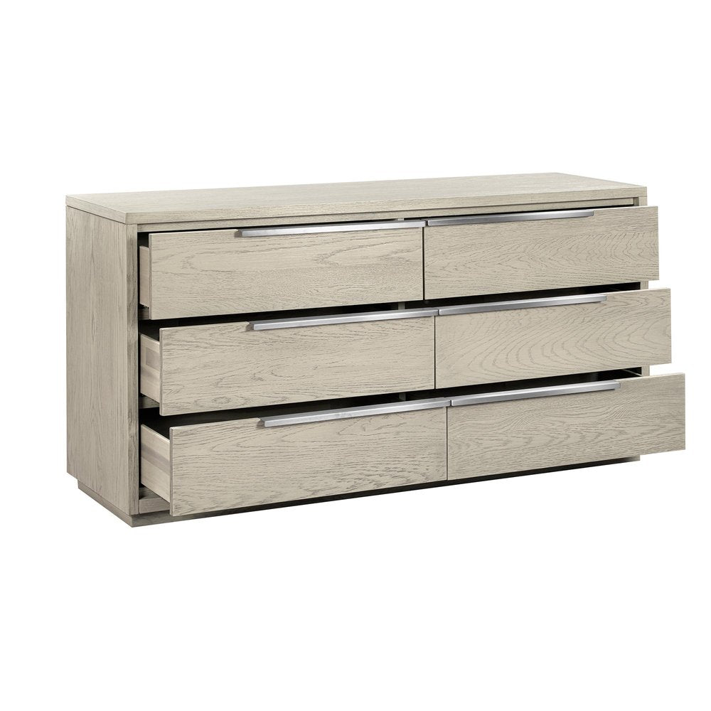 Gray Solid Wood Six Drawer Double Dresser - 63-inch