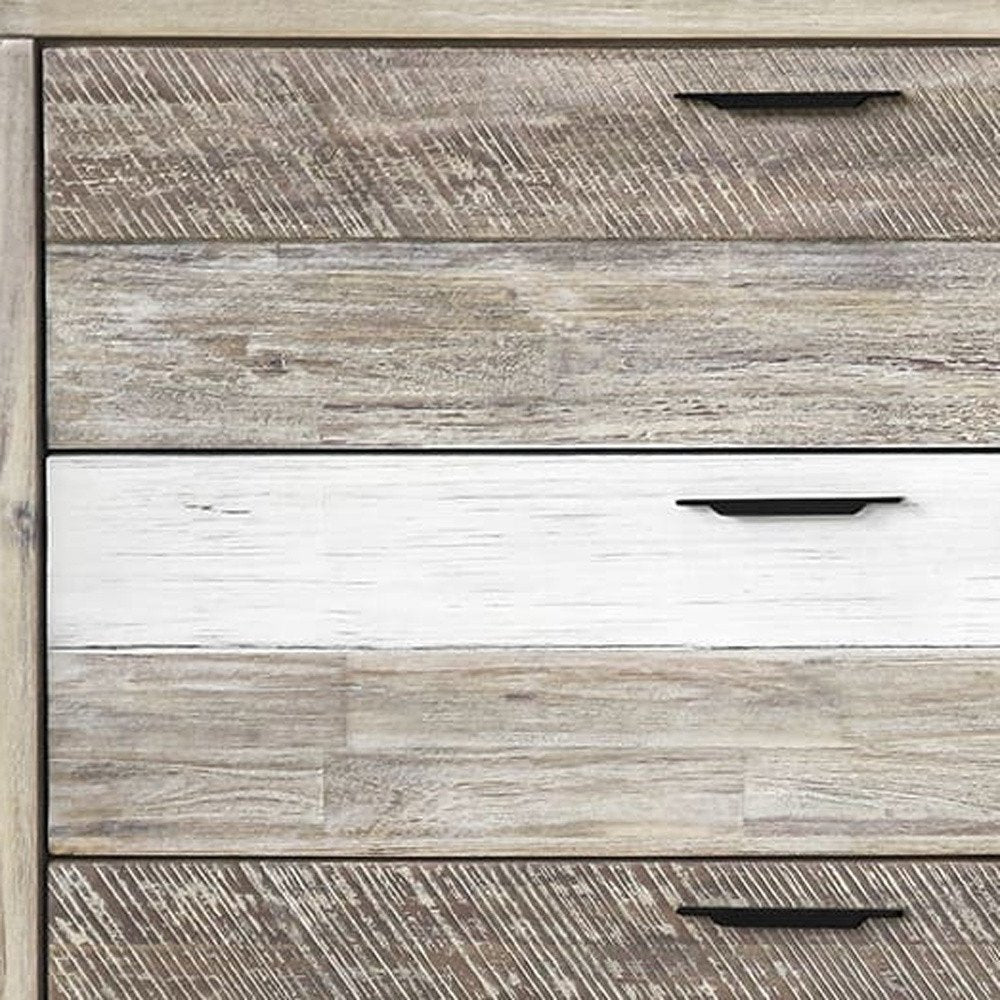 Natural and Ivory Solid Wood Six Drawer Double Dresser - 63-inch