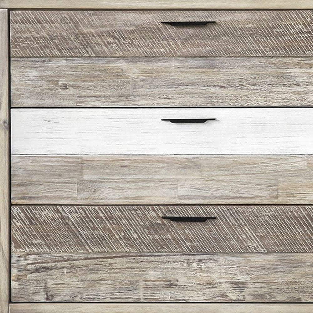 Natural and Ivory Solid Wood Six Drawer Double Dresser - 63-inch