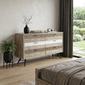 Natural and Ivory Solid Wood Six Drawer Double Dresser - 63-inch
