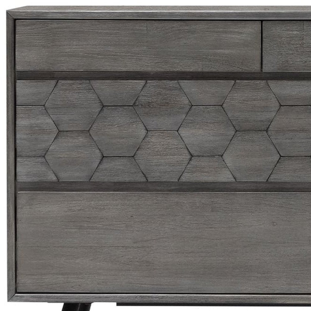 Gray Solid Wood Six Drawer Double Dresser - 61-inch