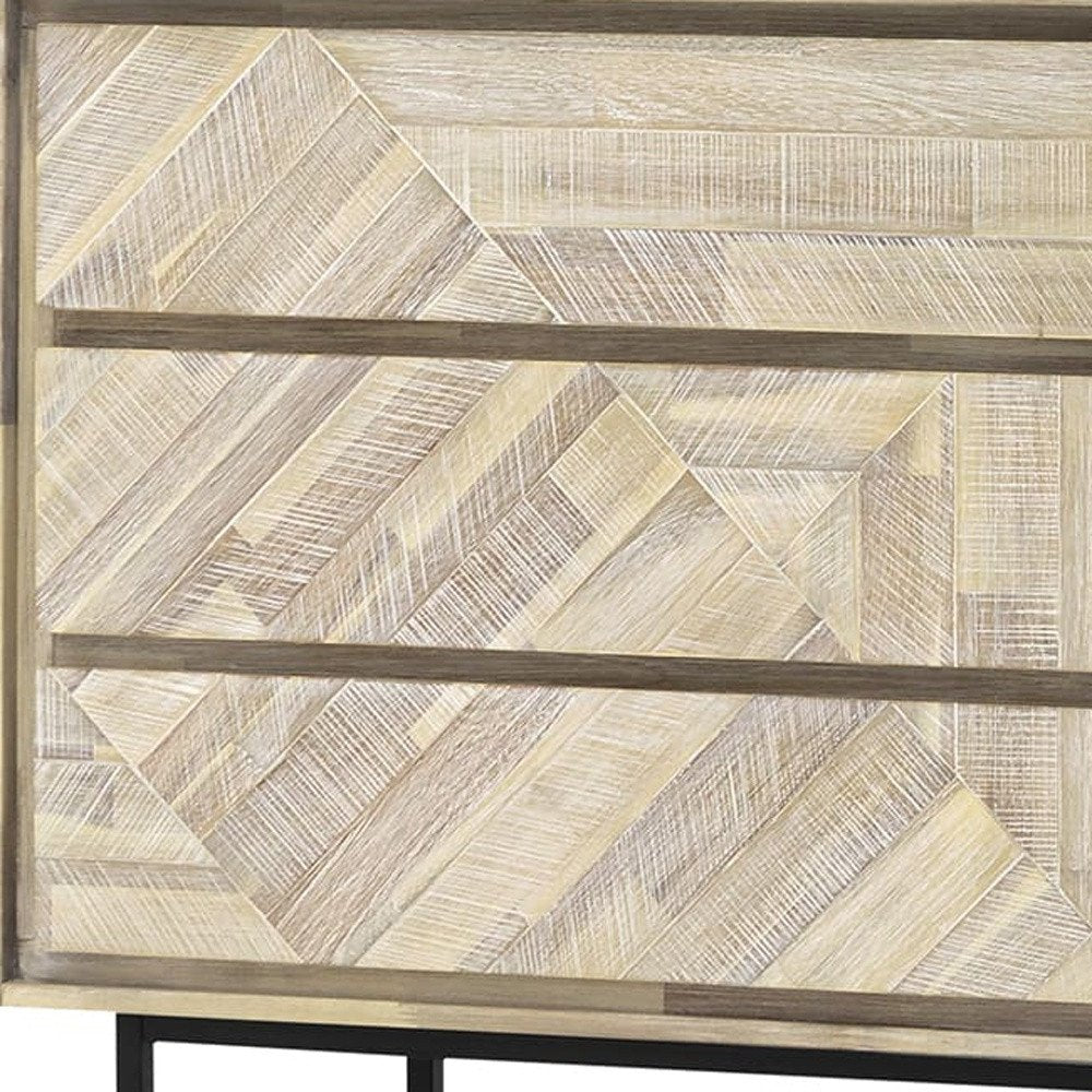Natural Solid Wood Six Drawer Double Dresser - 61-inch