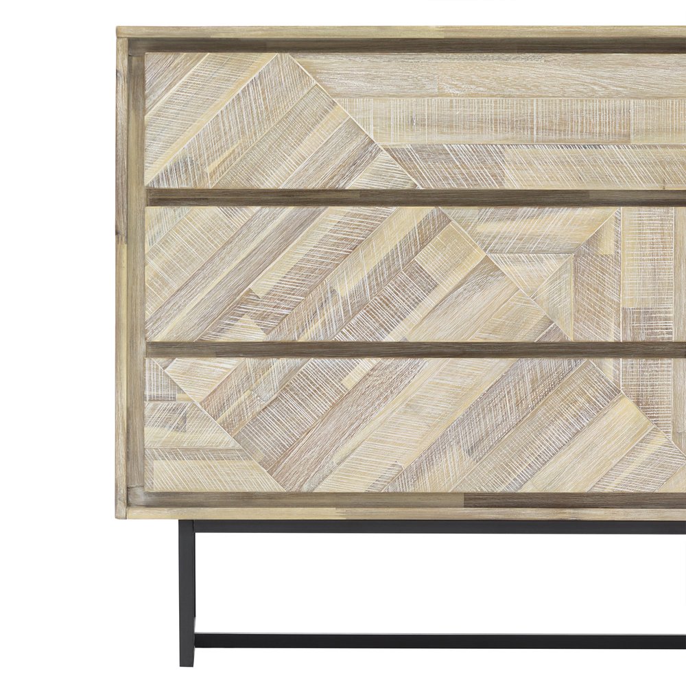 Natural Solid Wood Six Drawer Double Dresser - 61-inch