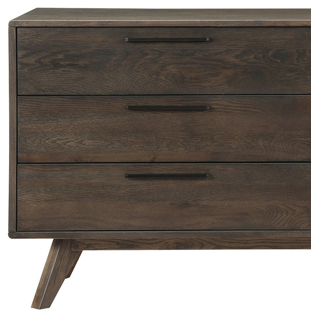 Dark Brown Solid Wood Six Drawer Double Dresser - 63-inch